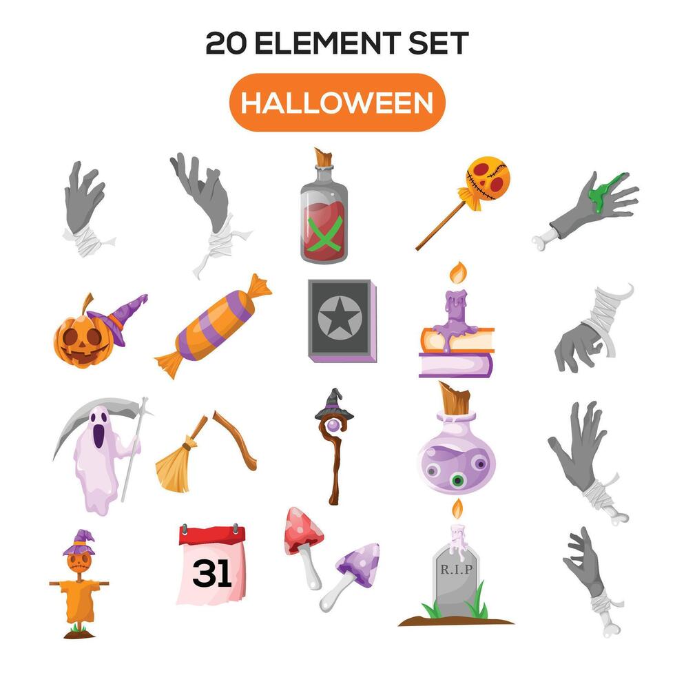 Illustration of halloween theme set elements vector