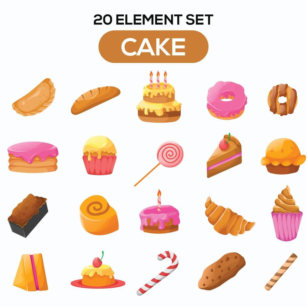cake illustration set elements vector