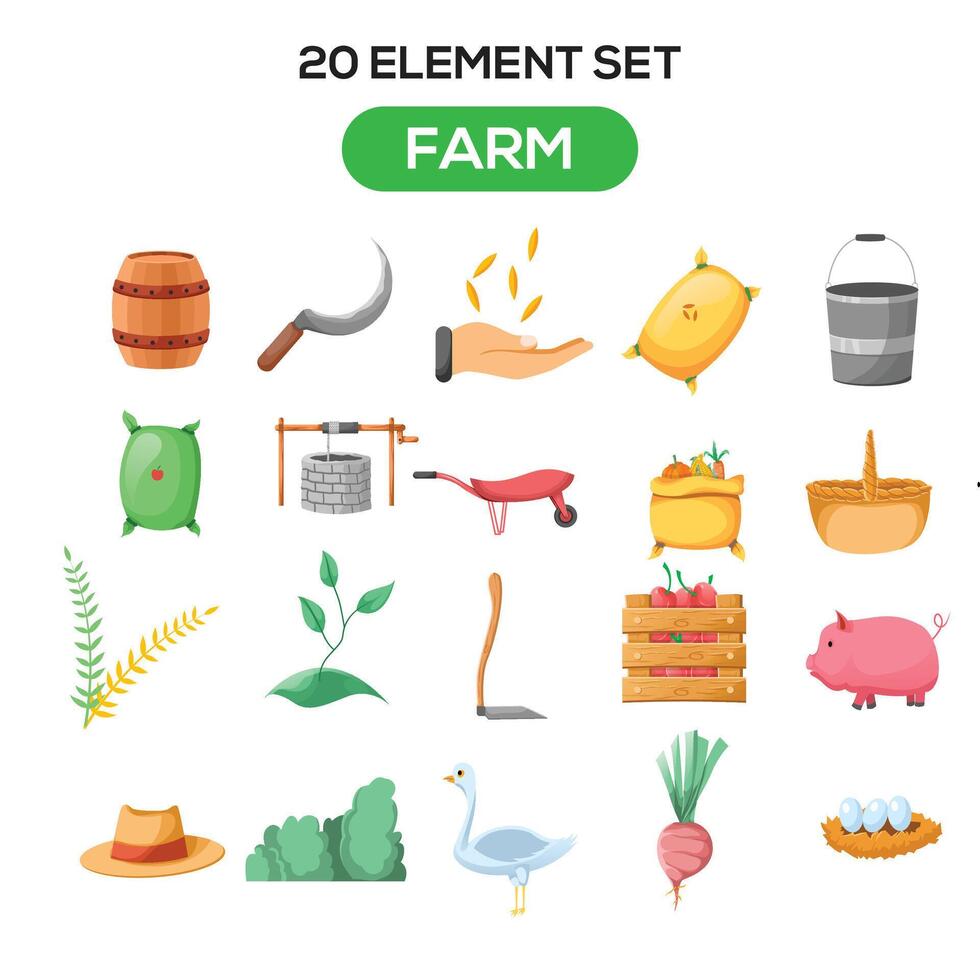 farm illustration set elements vector