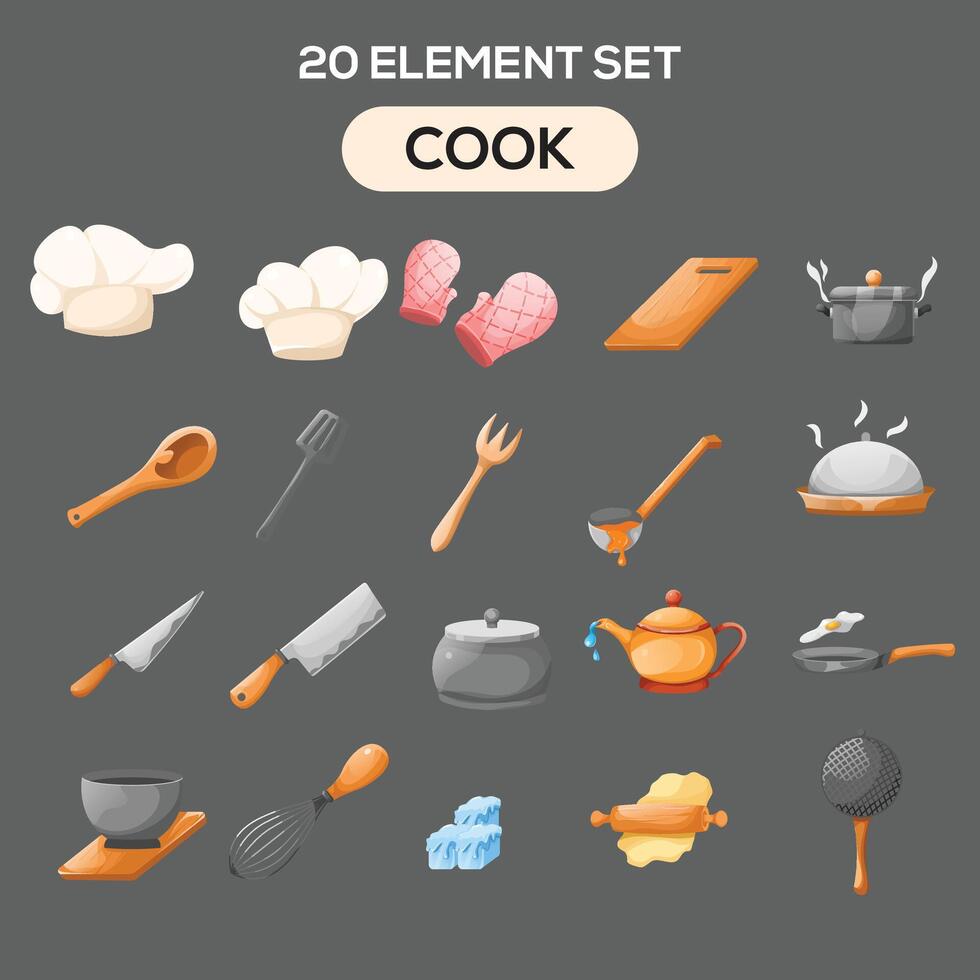 cooking illustration set elements vector