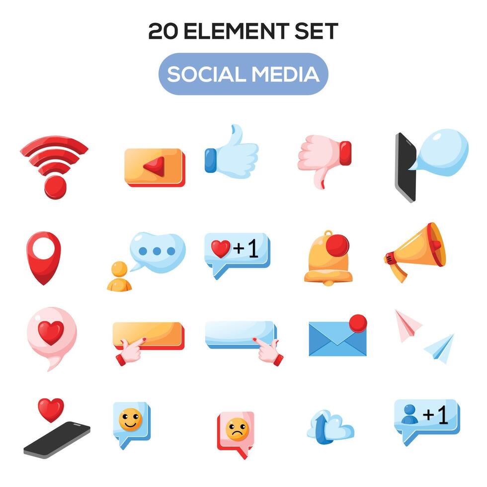 social media illustration set vector