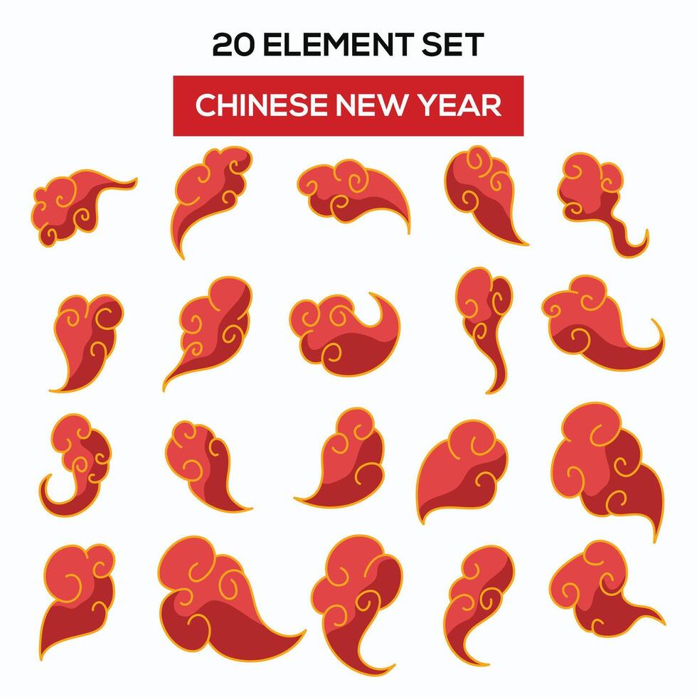 Chinese New Year illustration set elements vector