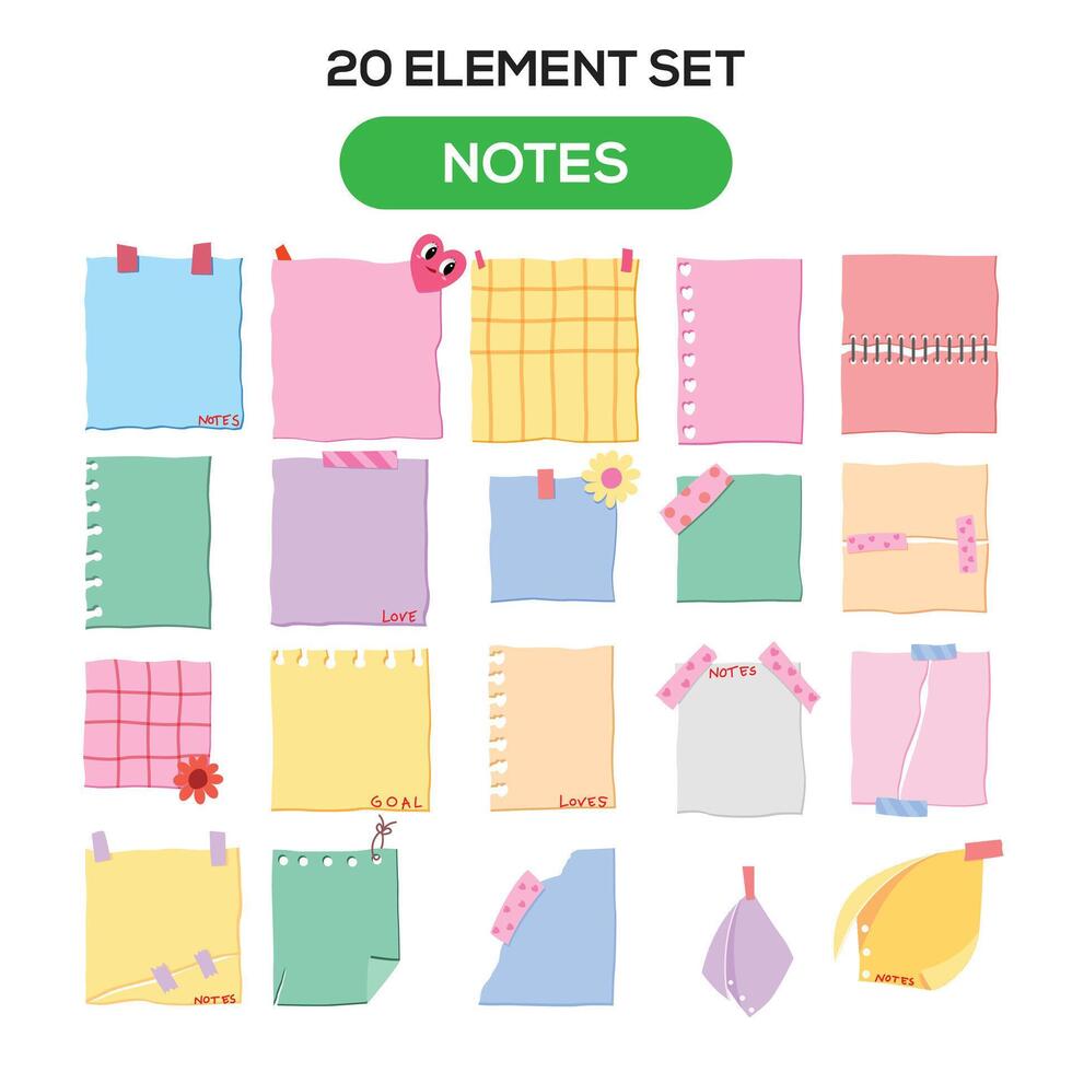 Illustration of notes theme set elements vector
