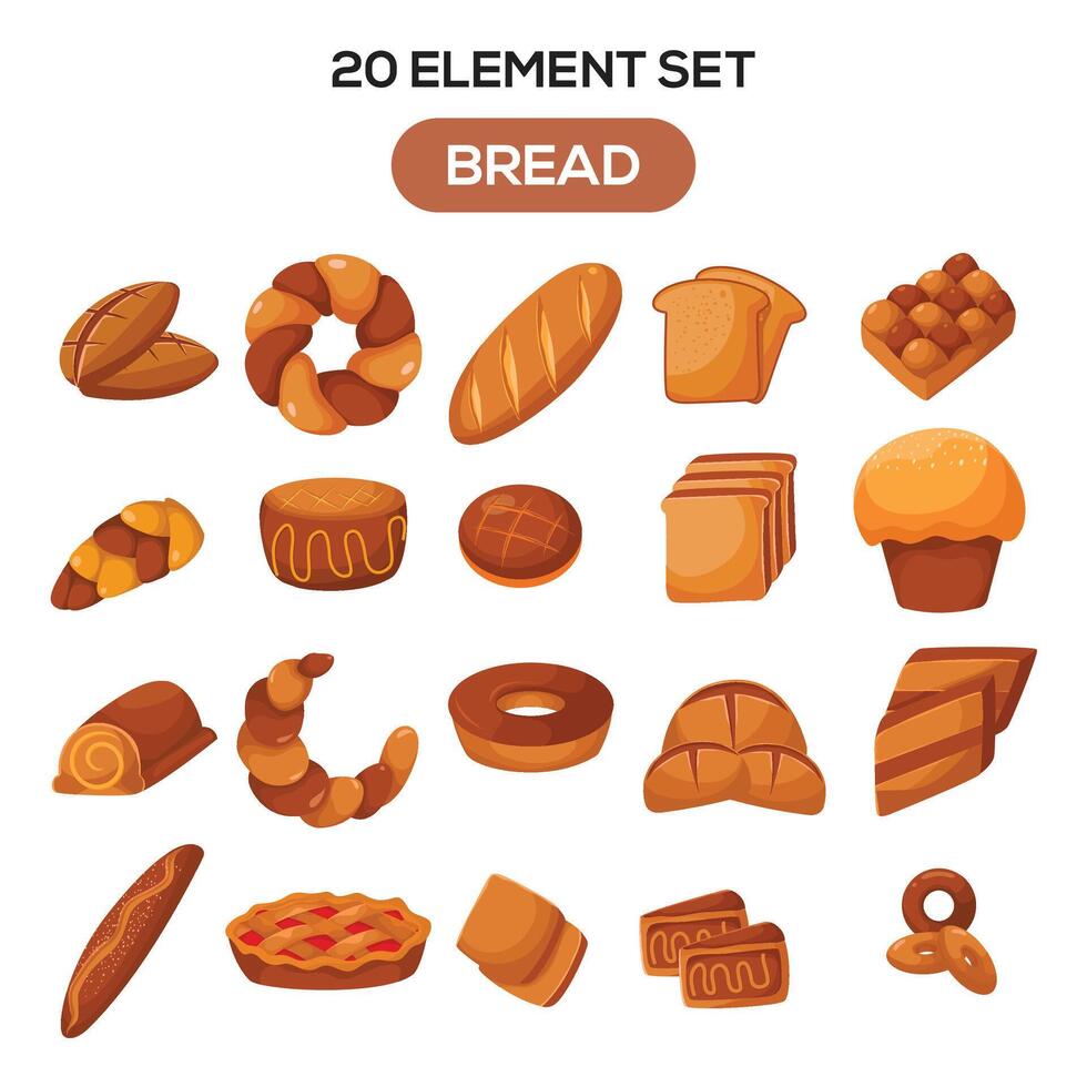 un pan tema conjunto elemento ilustración vector