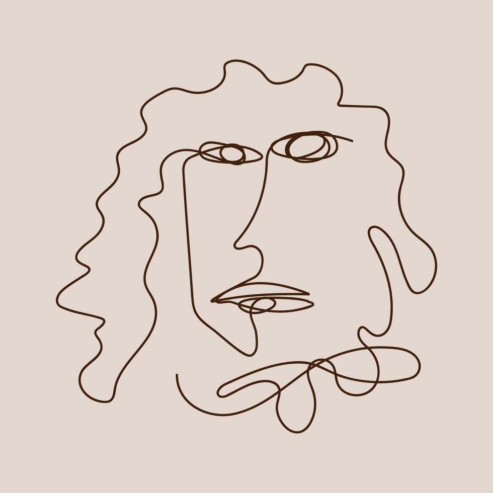 woman face abstract chaotic line art vector