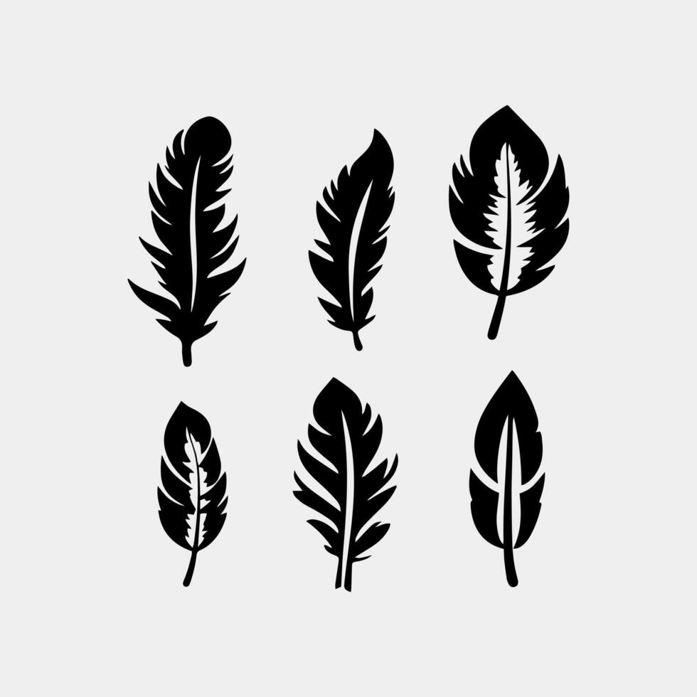 a set of four black and white feathers vector
