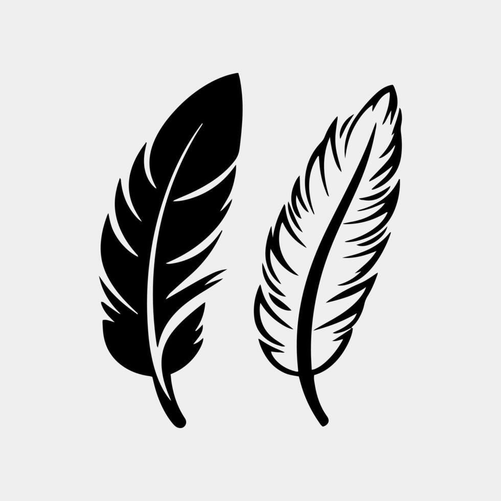 two black and white feathers on a white background vector