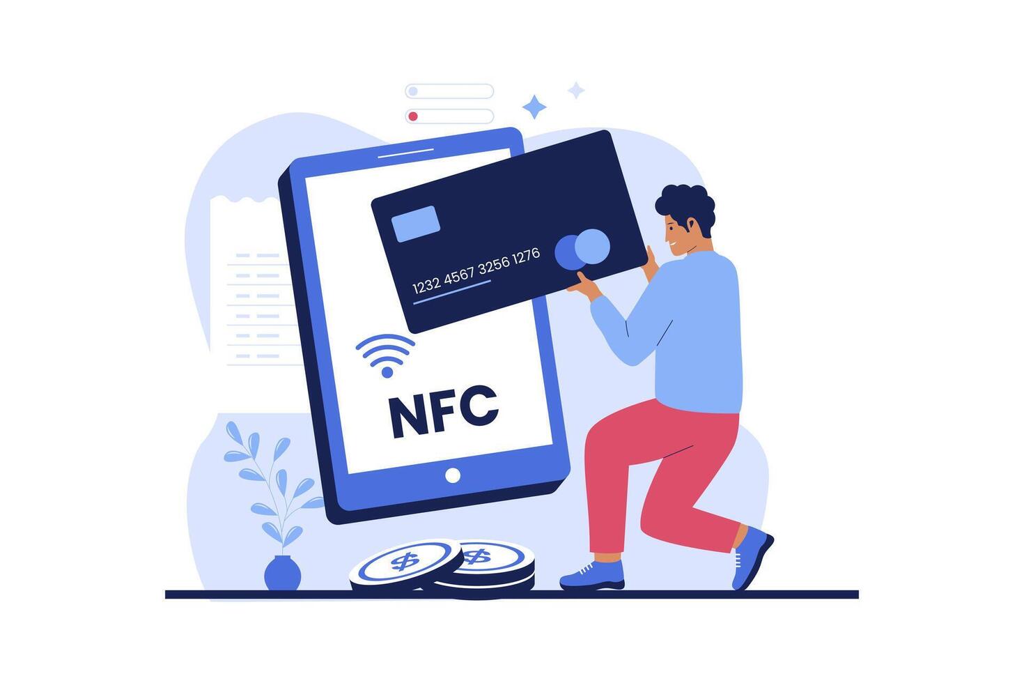 NFC technology flat illustration vector