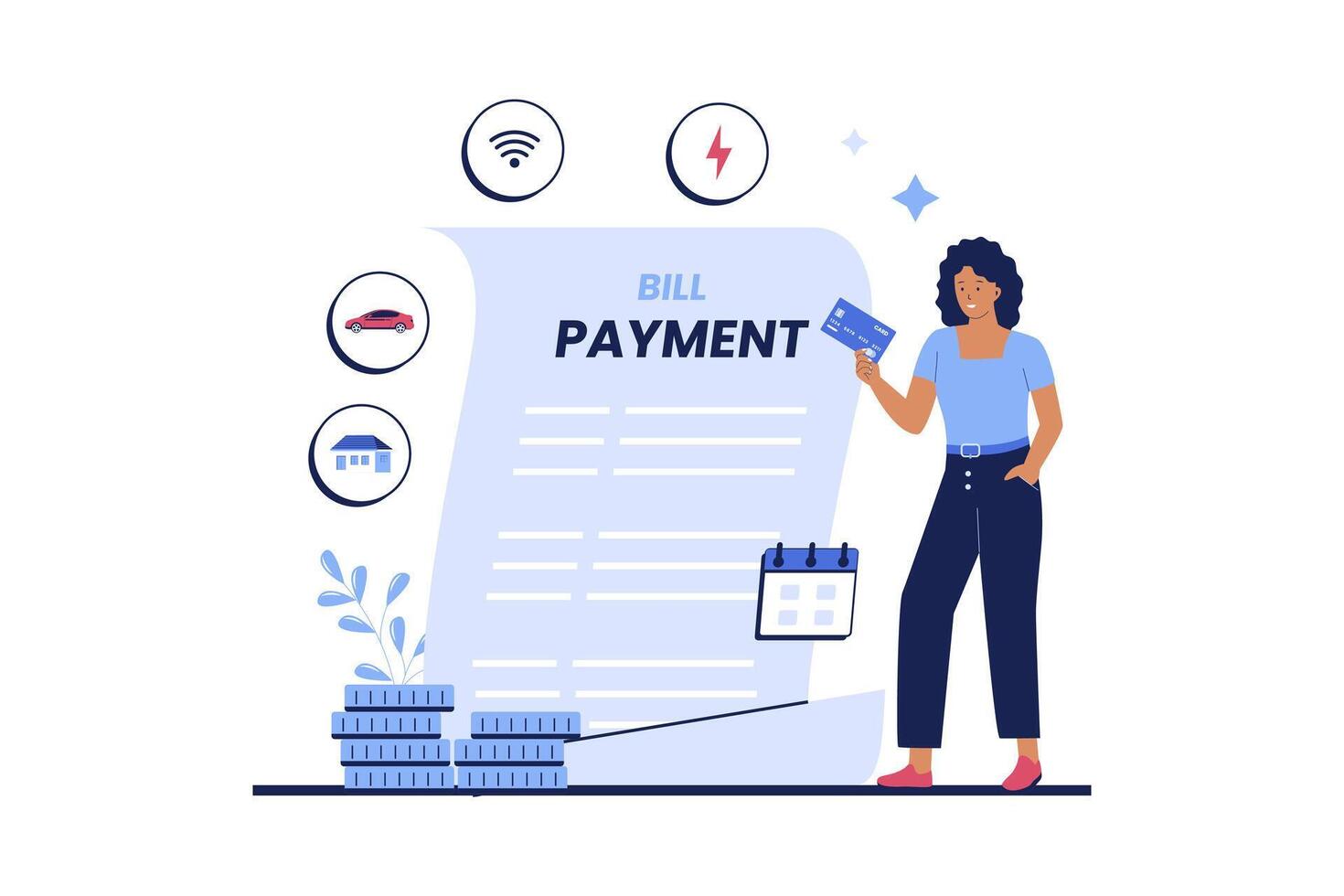 Monthly bill payment flat illustration vector