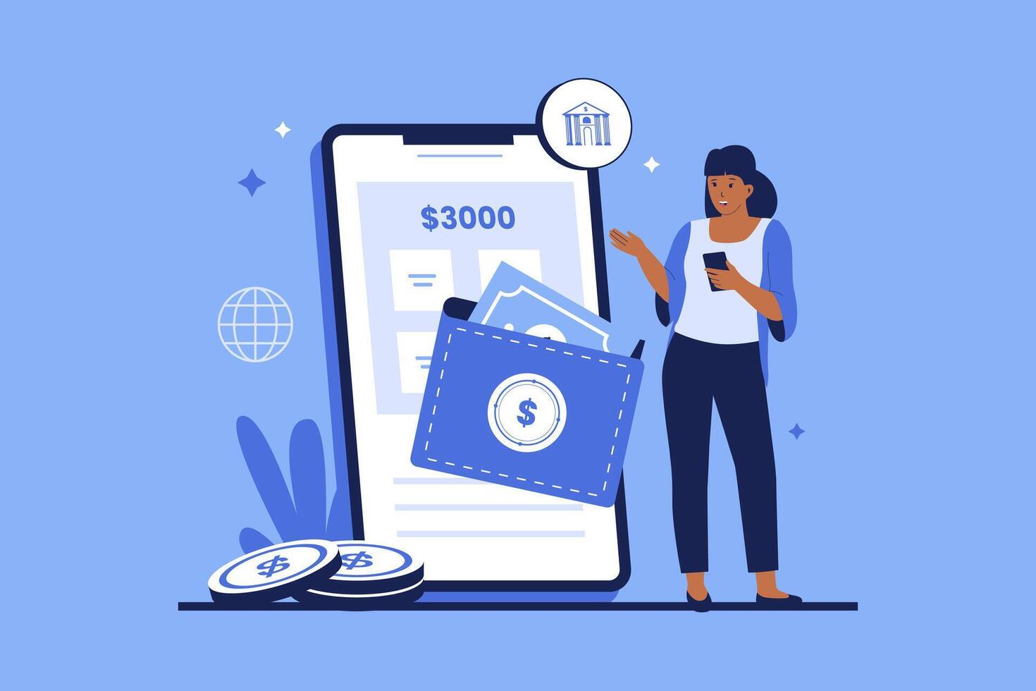 Digital wallet mobile banking illustration vector