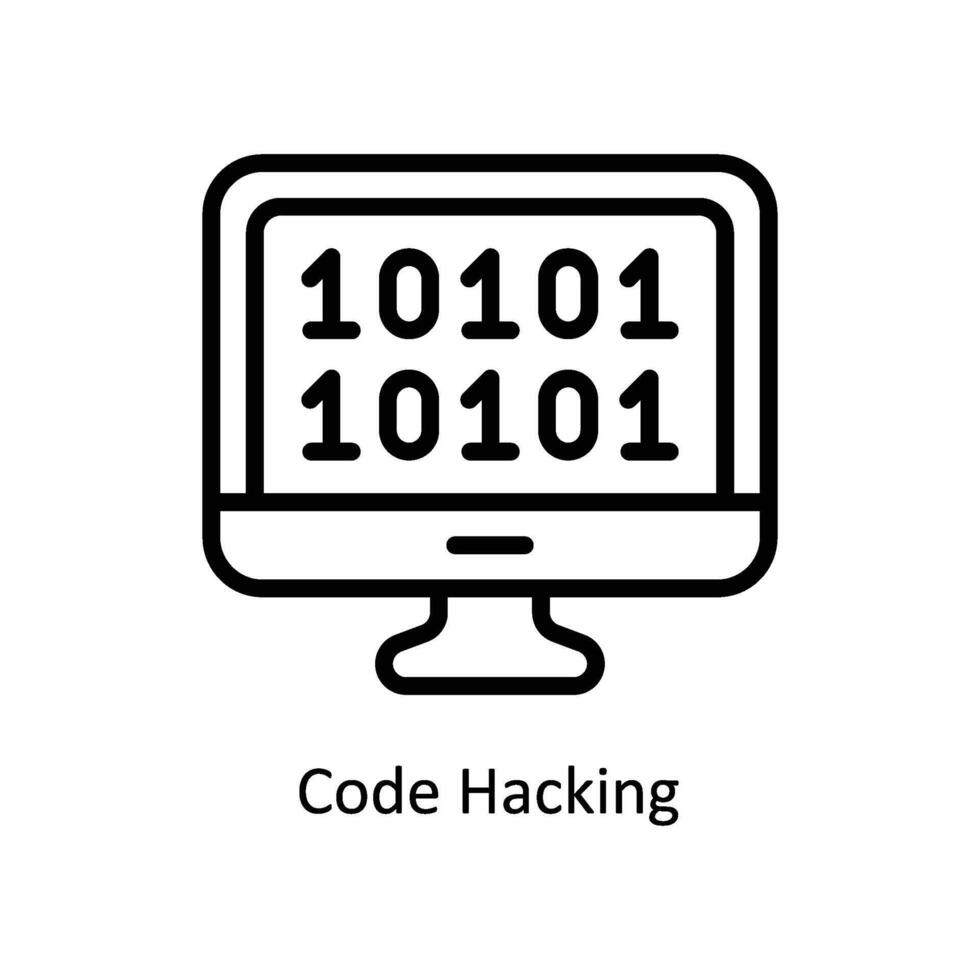 Code Hacking Vector outline icon Style illustration. EPS 10 File