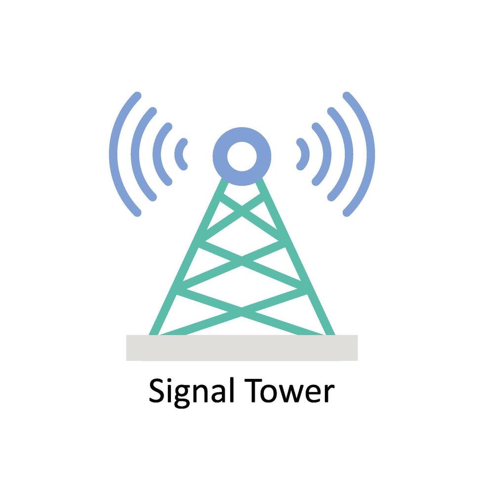 señal torre vector plano icono estilo ilustración. eps 10 archivo