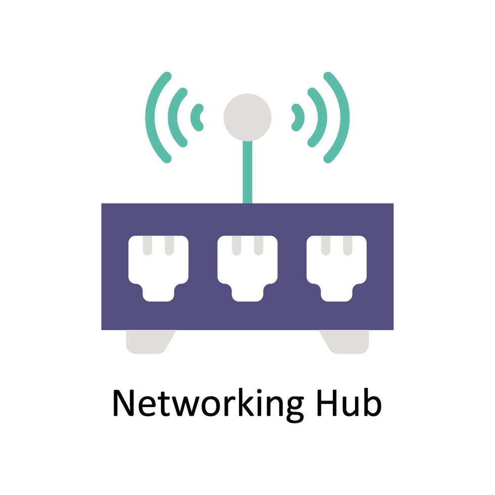 Networking Hub  vector Flat icon style illustration. EPS 10 File