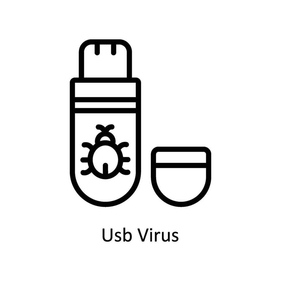 USB virus vector contorno icono estilo ilustración. eps 10 archivo