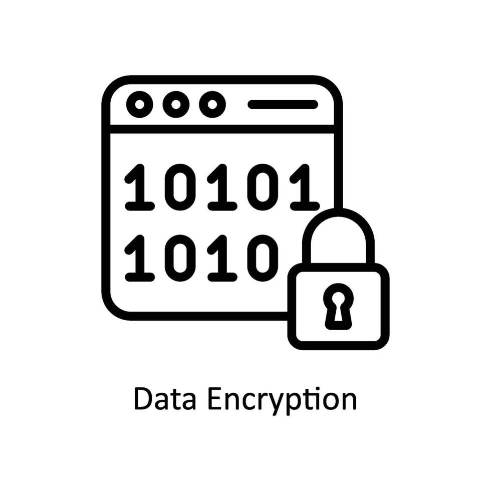 Data Encryption Vector outline icon Style illustration. EPS 10 File