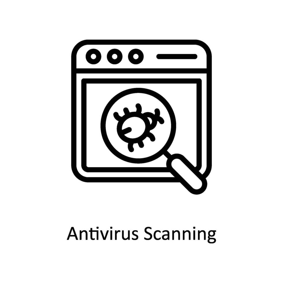 Antivirus Scanning  Vector outline icon Style illustration. EPS 10 File