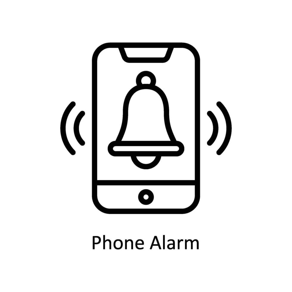 Phone Alarm Vector outline icon Style illustration. EPS 10 File