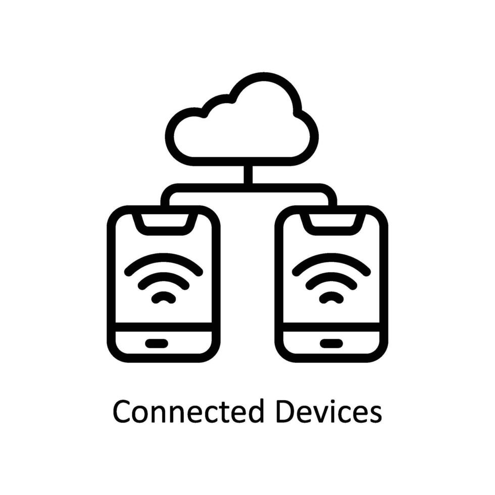 Connected Devices Vector outline icon Style illustration. EPS 10 File
