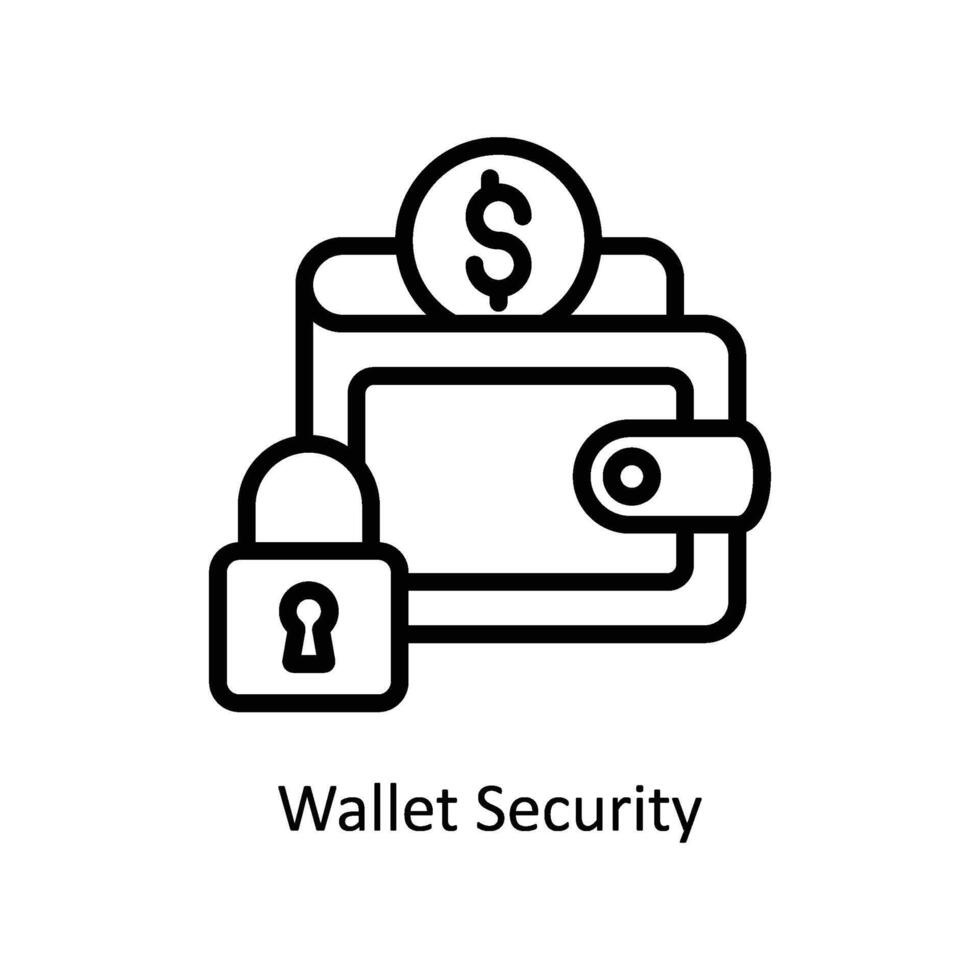 Wallet Security Vector outline icon Style illustration. EPS 10 File