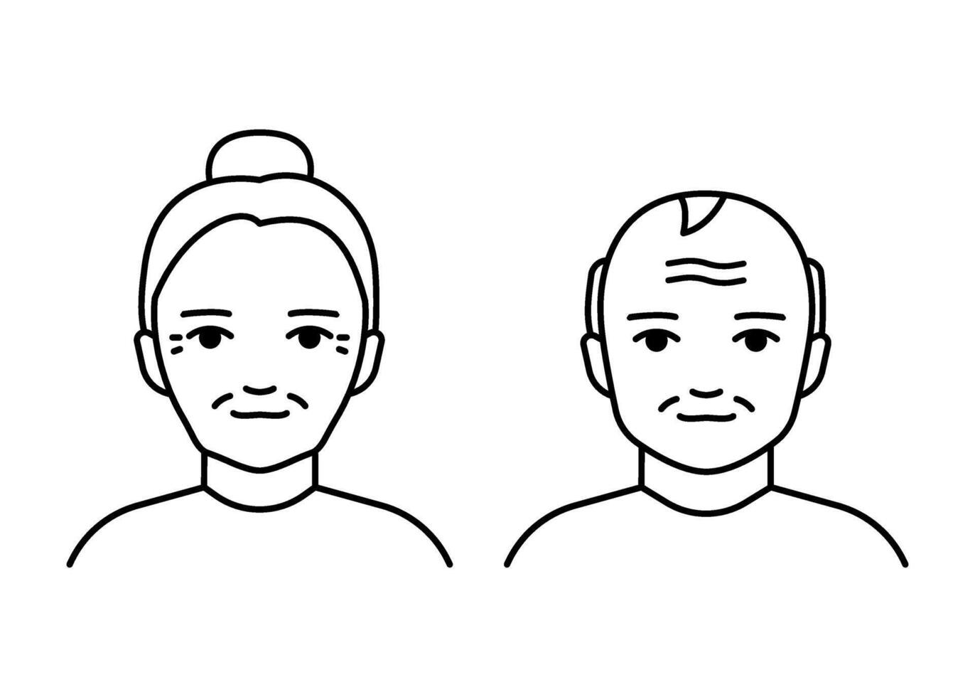 Old senior age of woman and man, line icon. Elderly people. Elderly married couple, family. Vector outline illustration