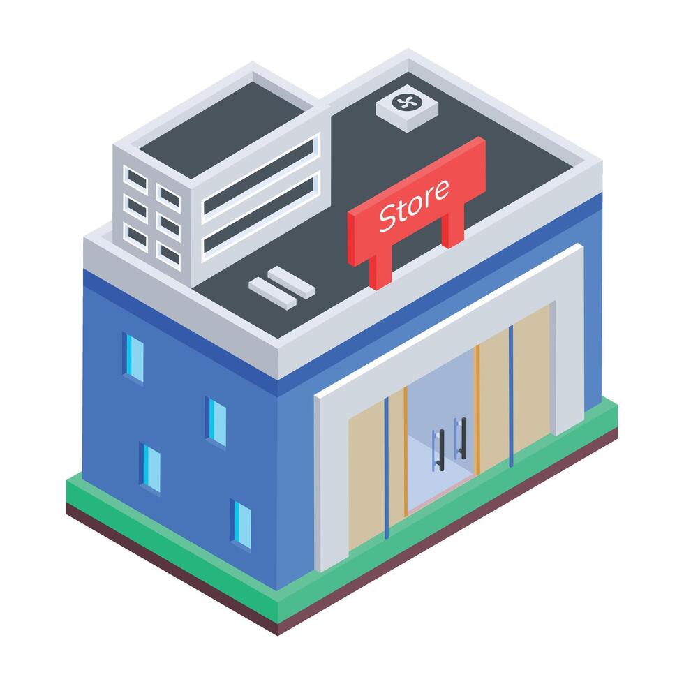 Commercial Building Isometric Icon vector