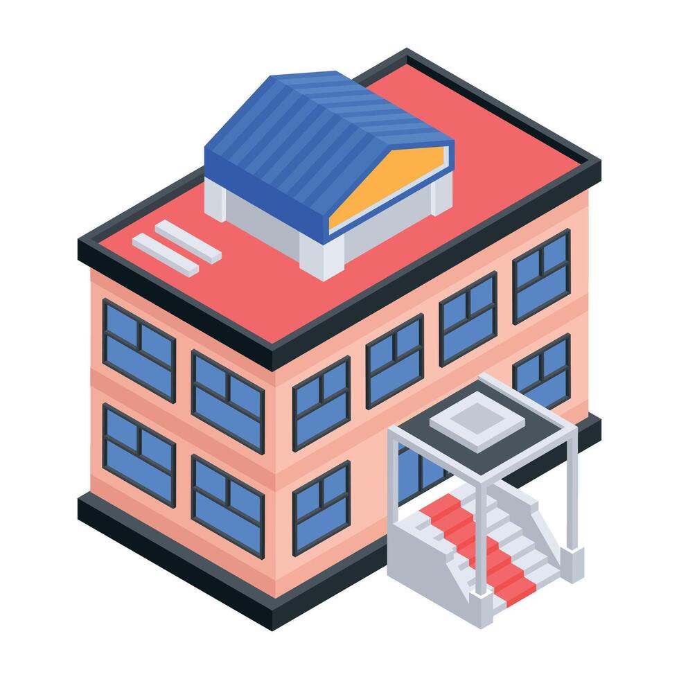 Commercial Building Isometric Icon vector