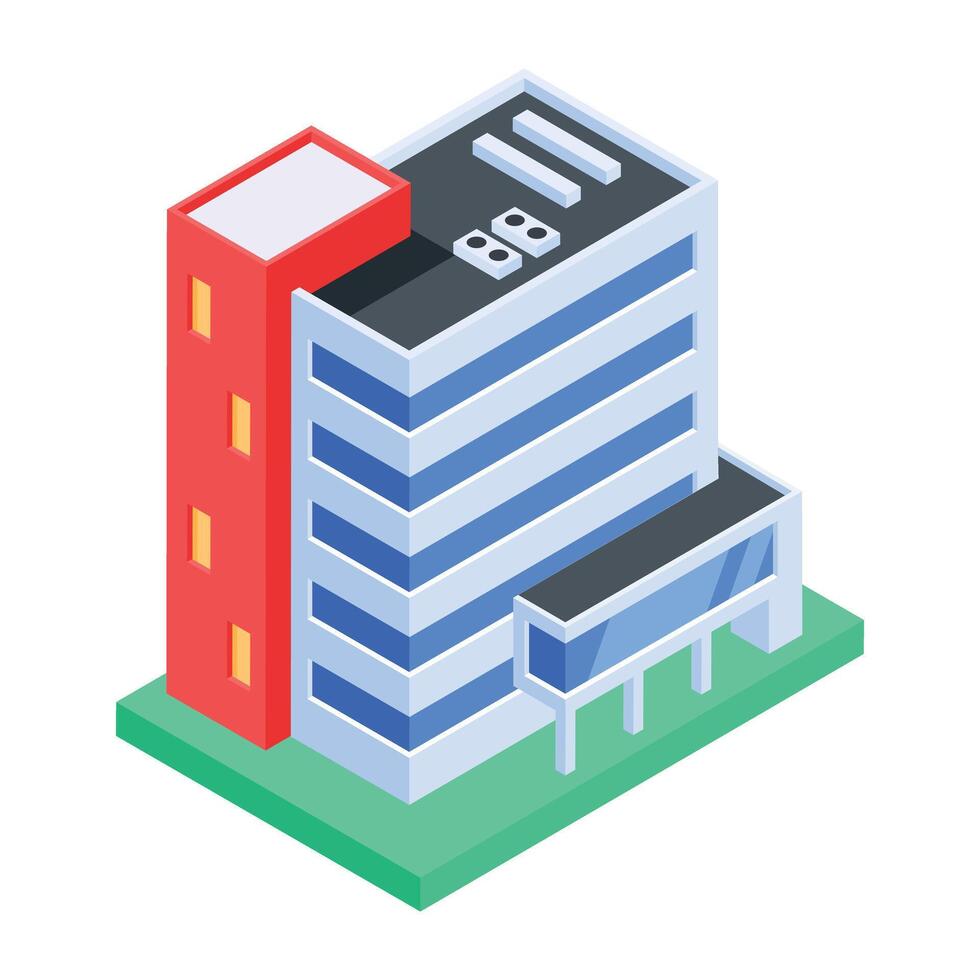 Urban Buildings Isometric Icon vector