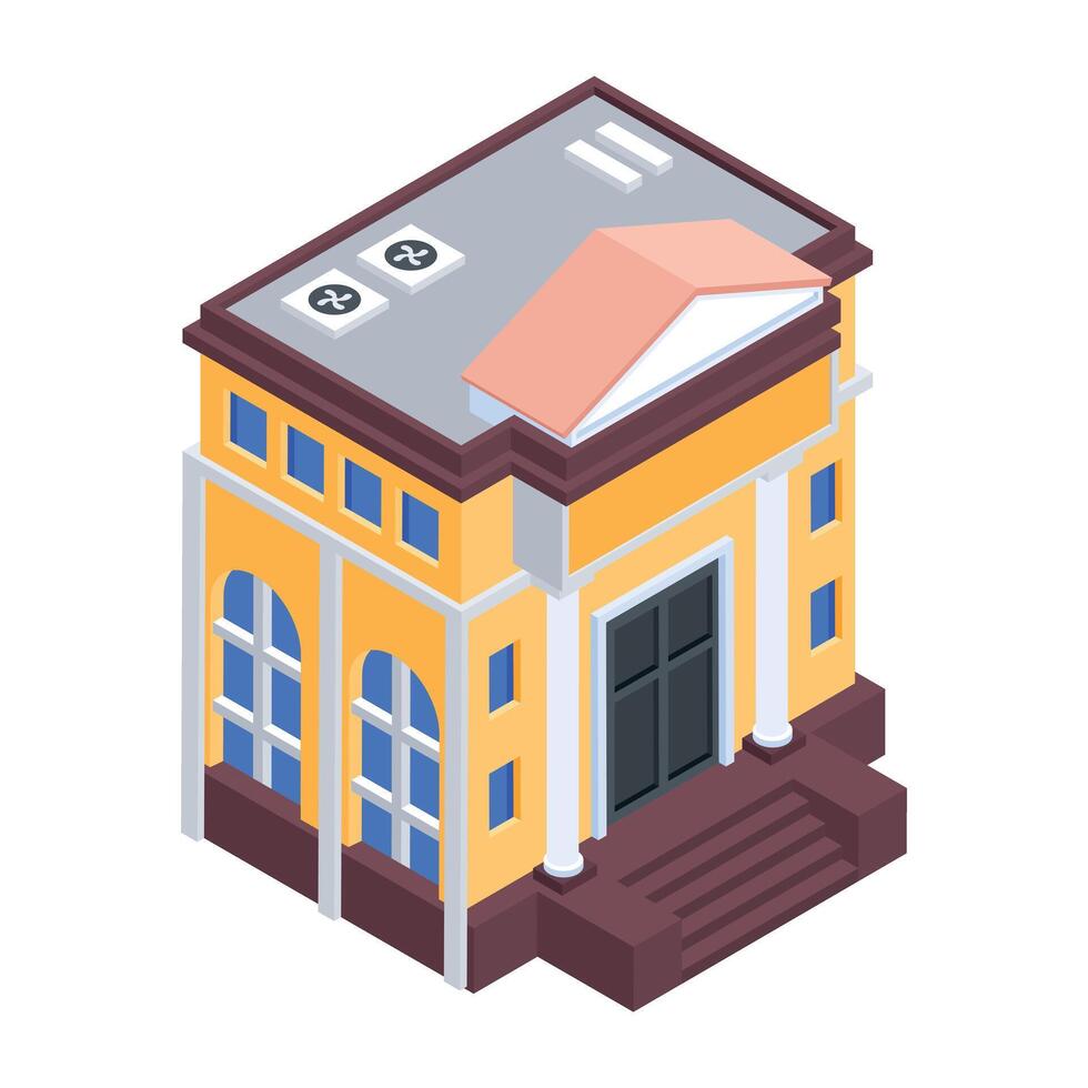 Commercial Building Isometric Icon vector