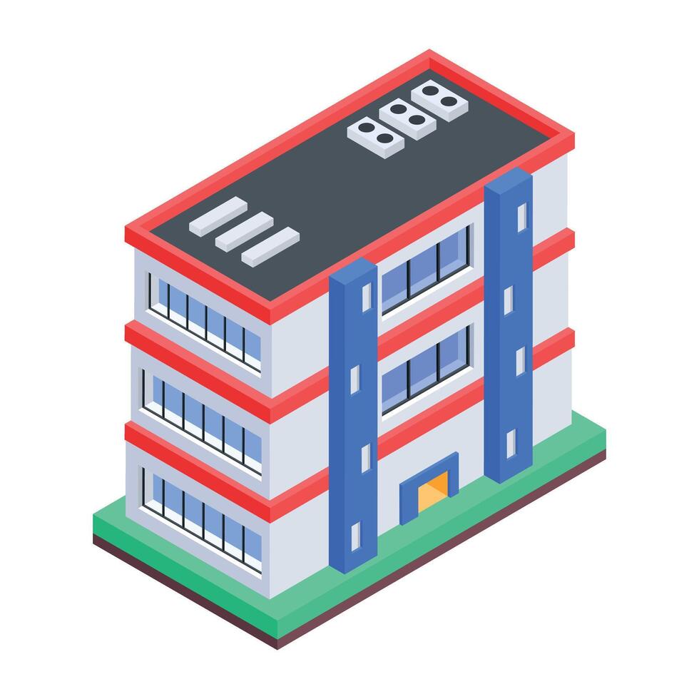 Commercial Building Isometric Icon vector