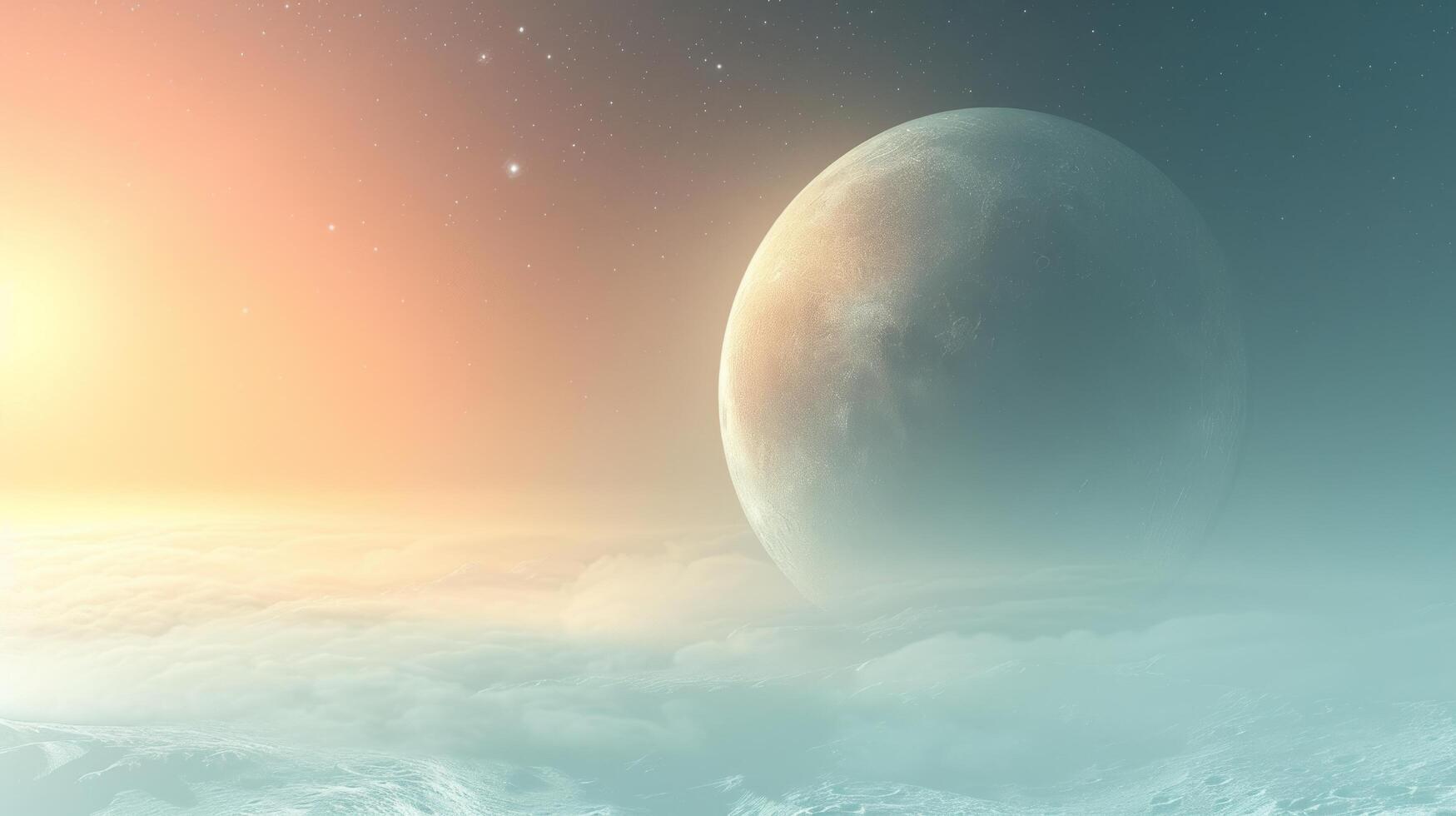 AI generated Soft hues and gentle gradients imbue the scene with cosmic peace photo