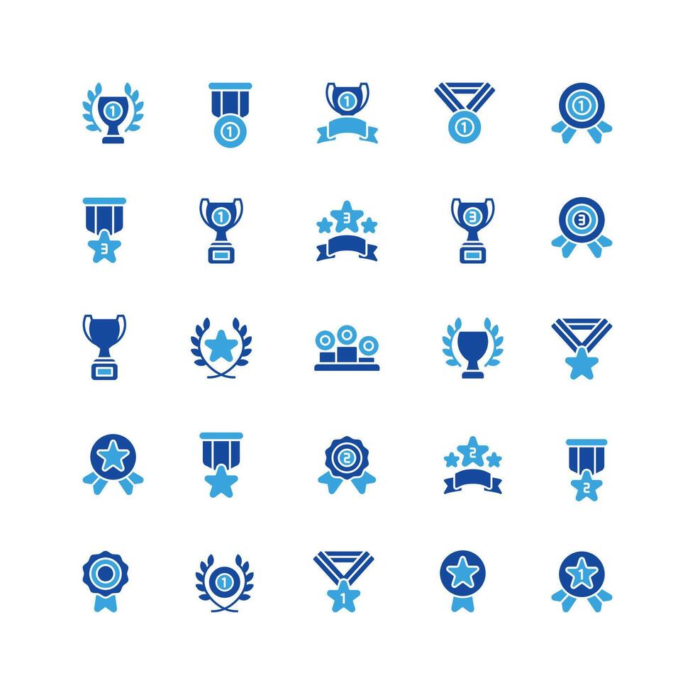 Awards icon set. glyph icon collection. Containing trophy, medal, badge icons. vector
