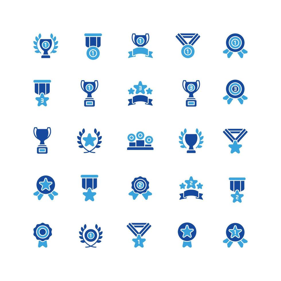 Awards icon set. glyph icon collection. Containing trophy, medal, badge icons. vector