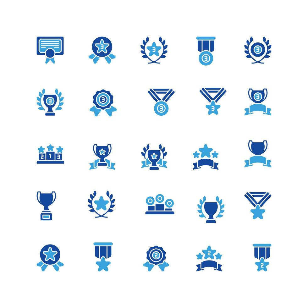 Awards icon set. glyph icon collection. Containing trophy, medal, badge icons. vector