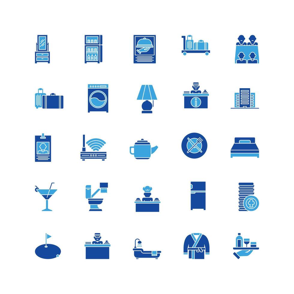 hotel icon set. glyph icon collection. Containing icons vector