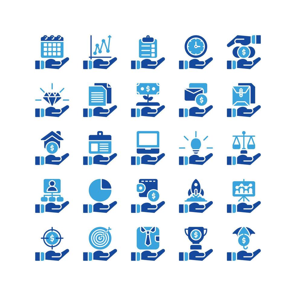 business and finance icon set. glyph icon collection. Containing icons. vector