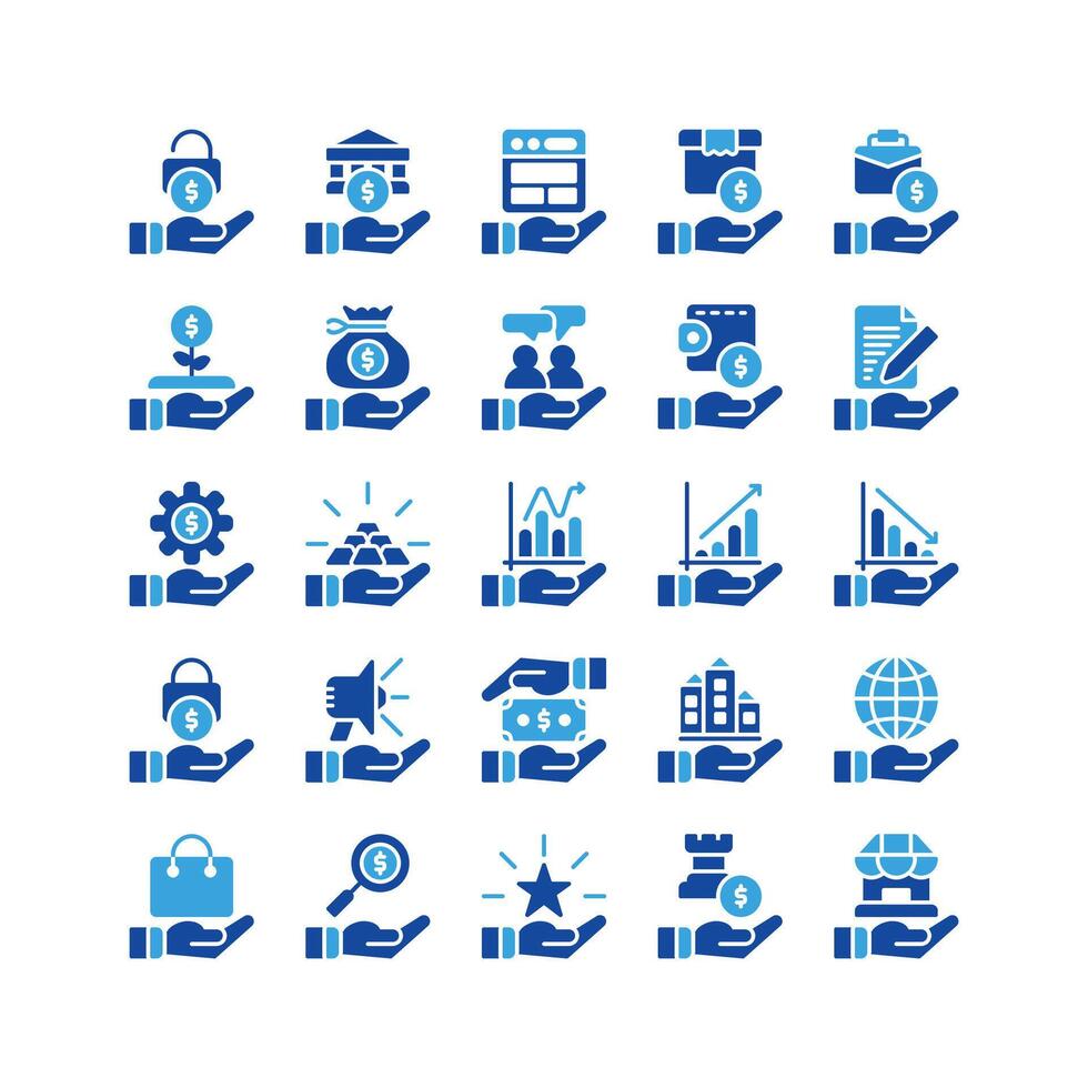 business and finance icon set. glyph icon collection. Containing icons. vector