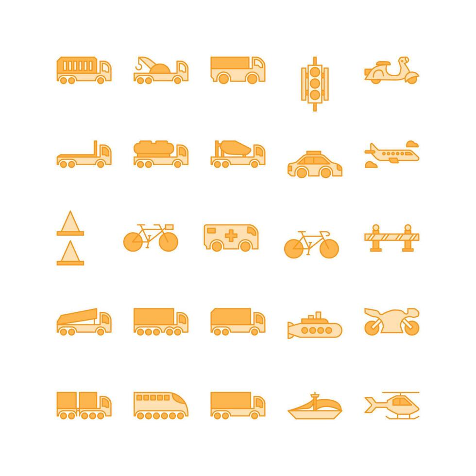 Transportation icon set. filled color icon collection. Containing icons. vector