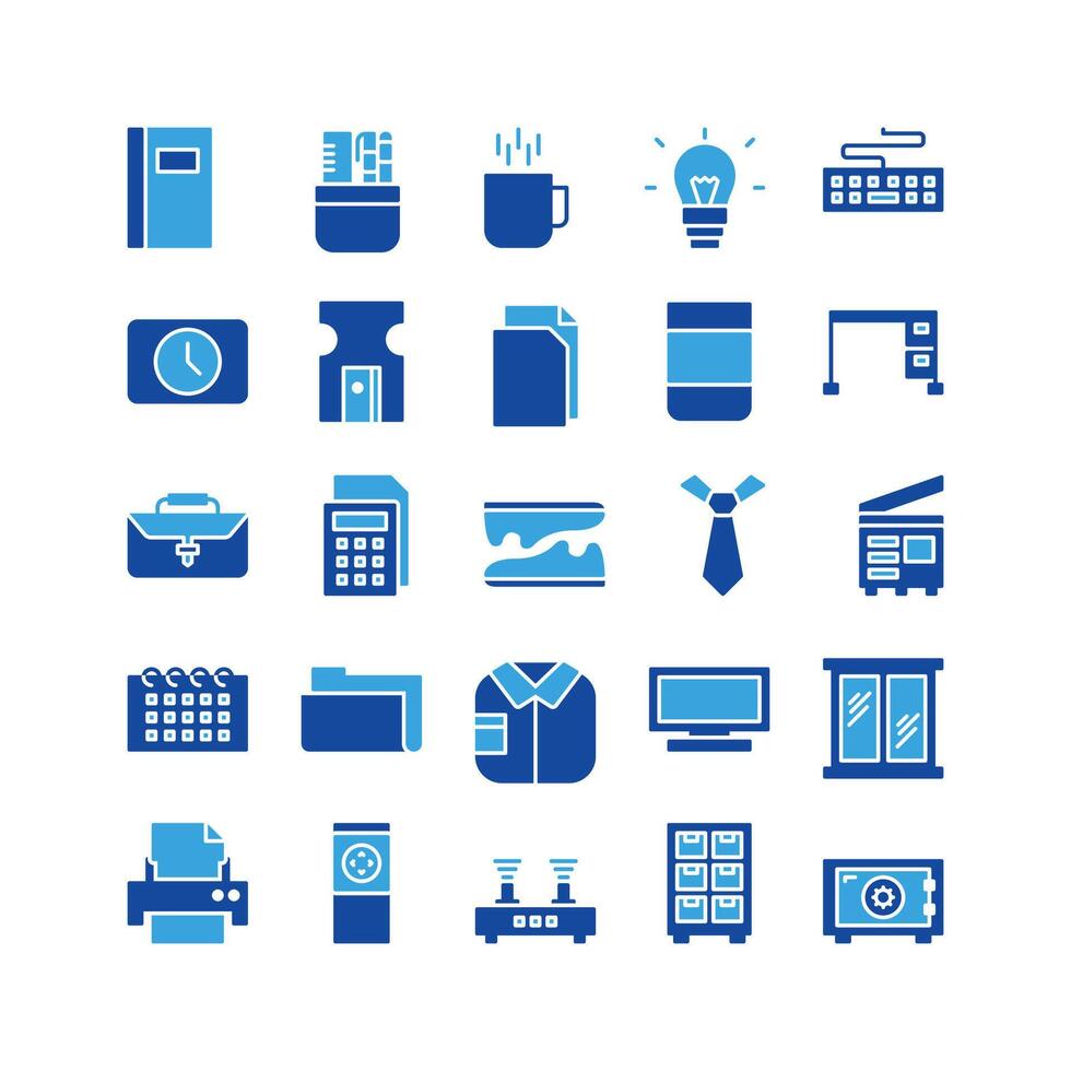 Office icon set glyph icon collection. Containing icons. vector