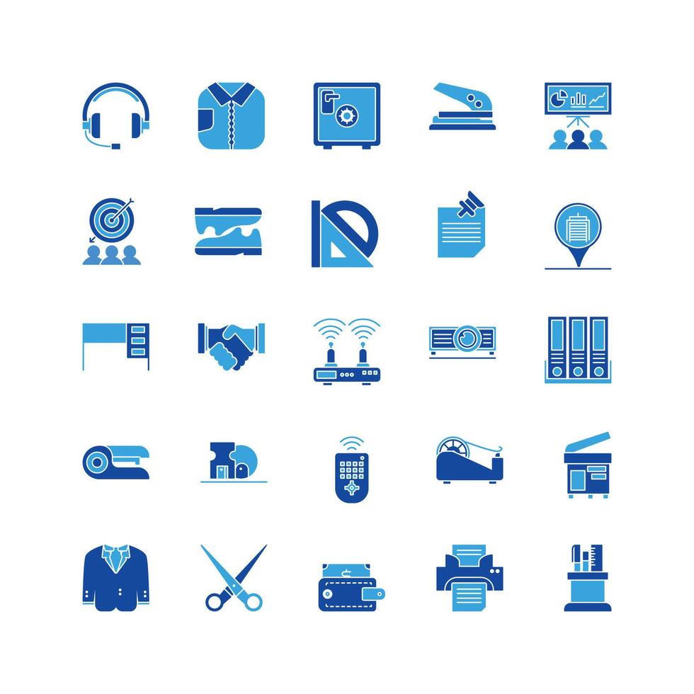 Office icon set glyph icon collection. Containing icons. vector