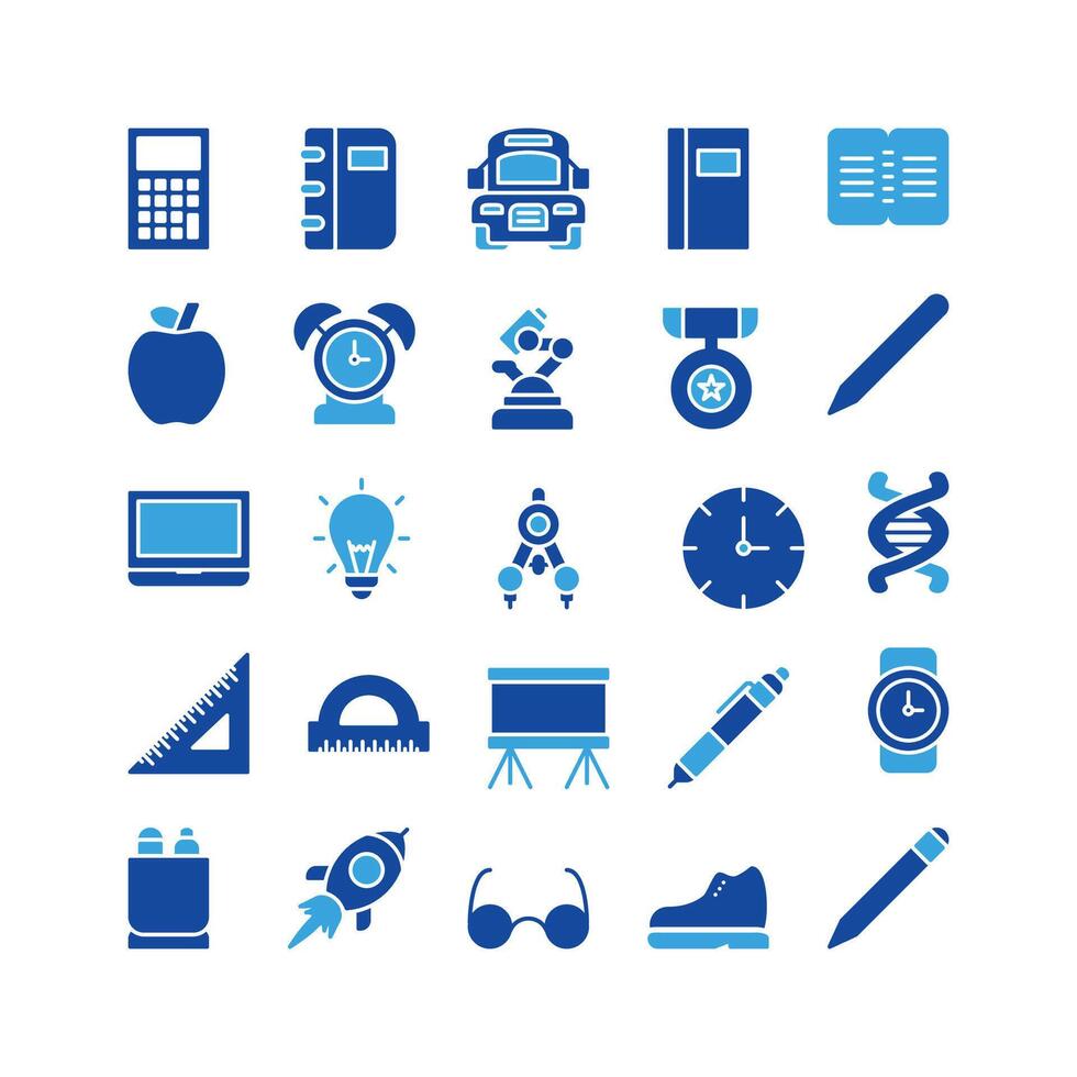 school and education icon set. glyph icon collection. Containing school icons. vector