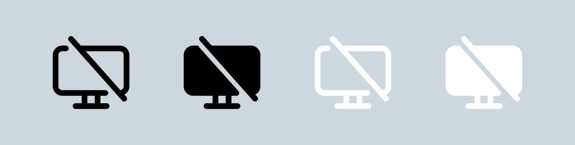 No display icon set in black and white. Monitor signs vector illustration.