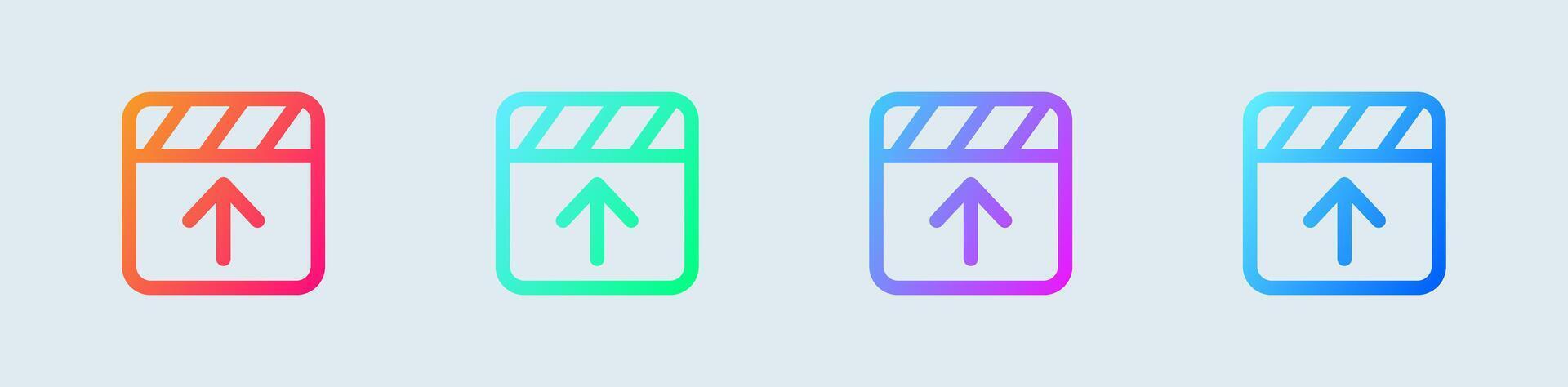 Upload video line icon in gradient colors. Download signs vector illustration.