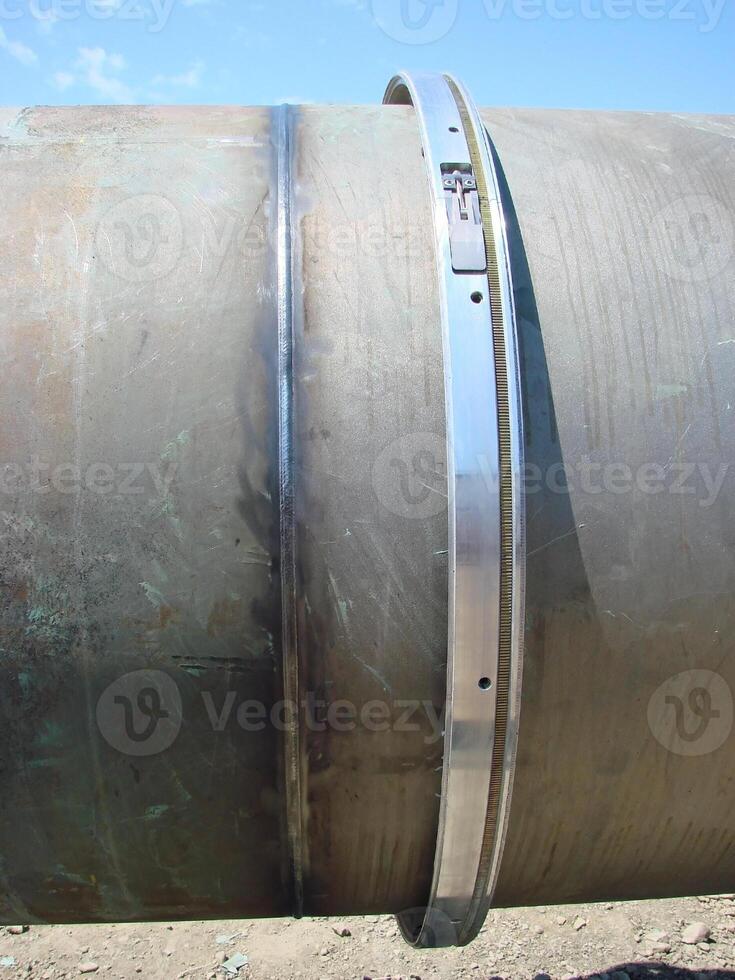 Welding seam on the pipeline photo