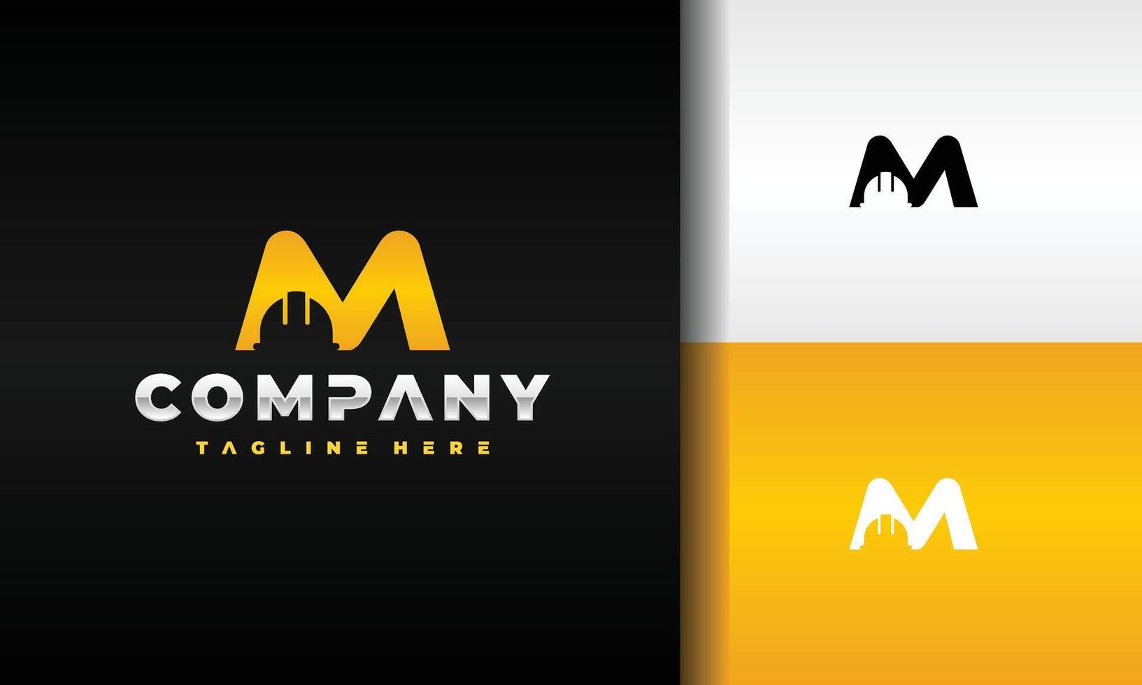 letter M construction helmet logo vector