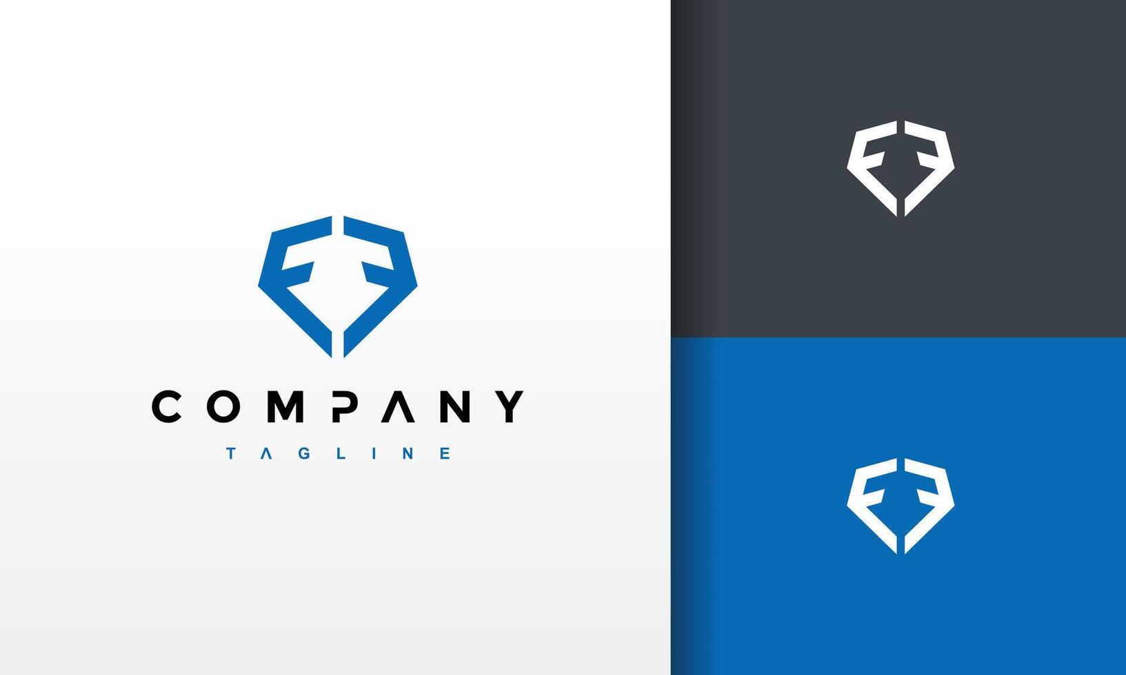 blue diamond letter F logo vector