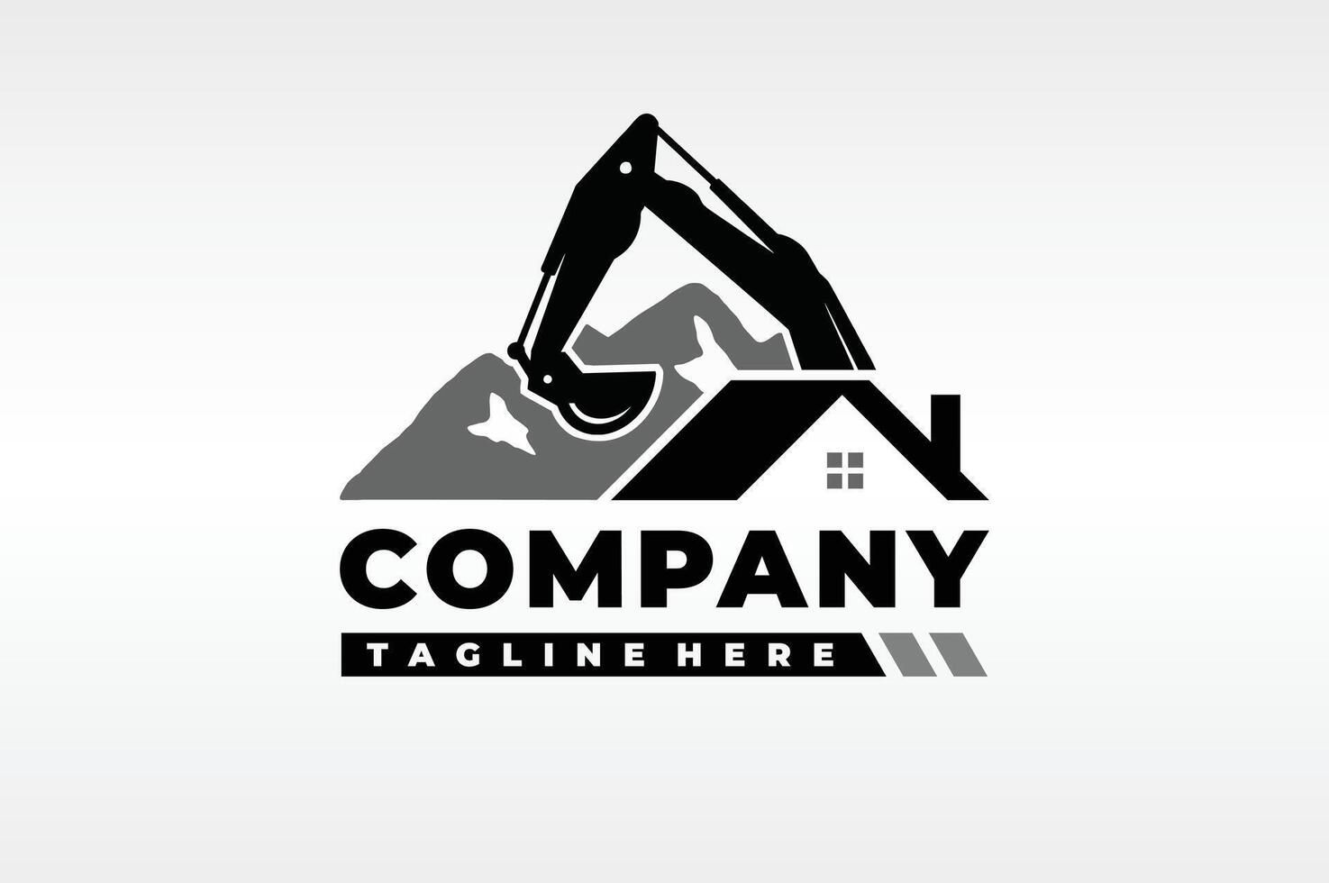 excavator mountain home logo vector