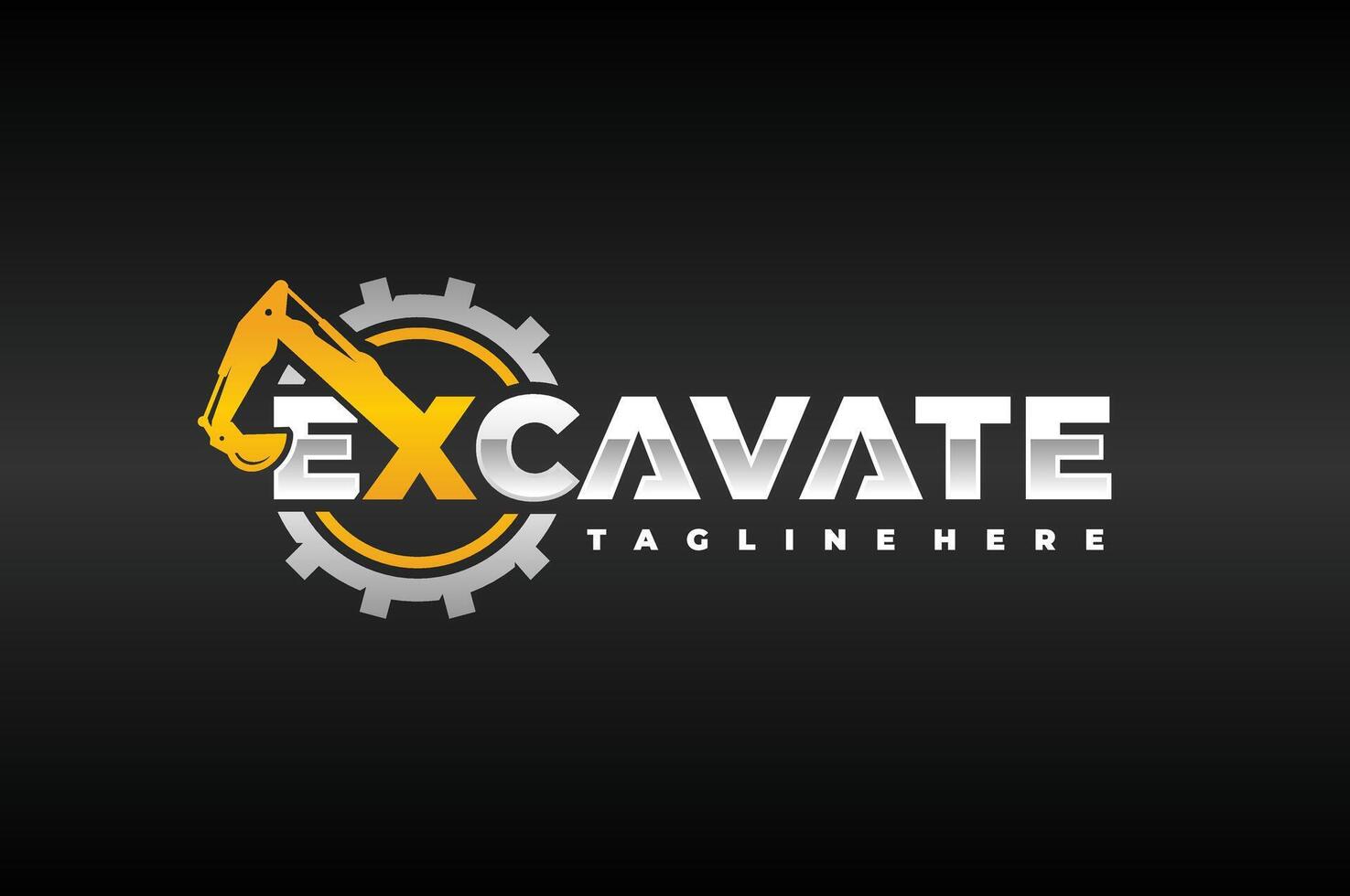 excavator gear logo vector