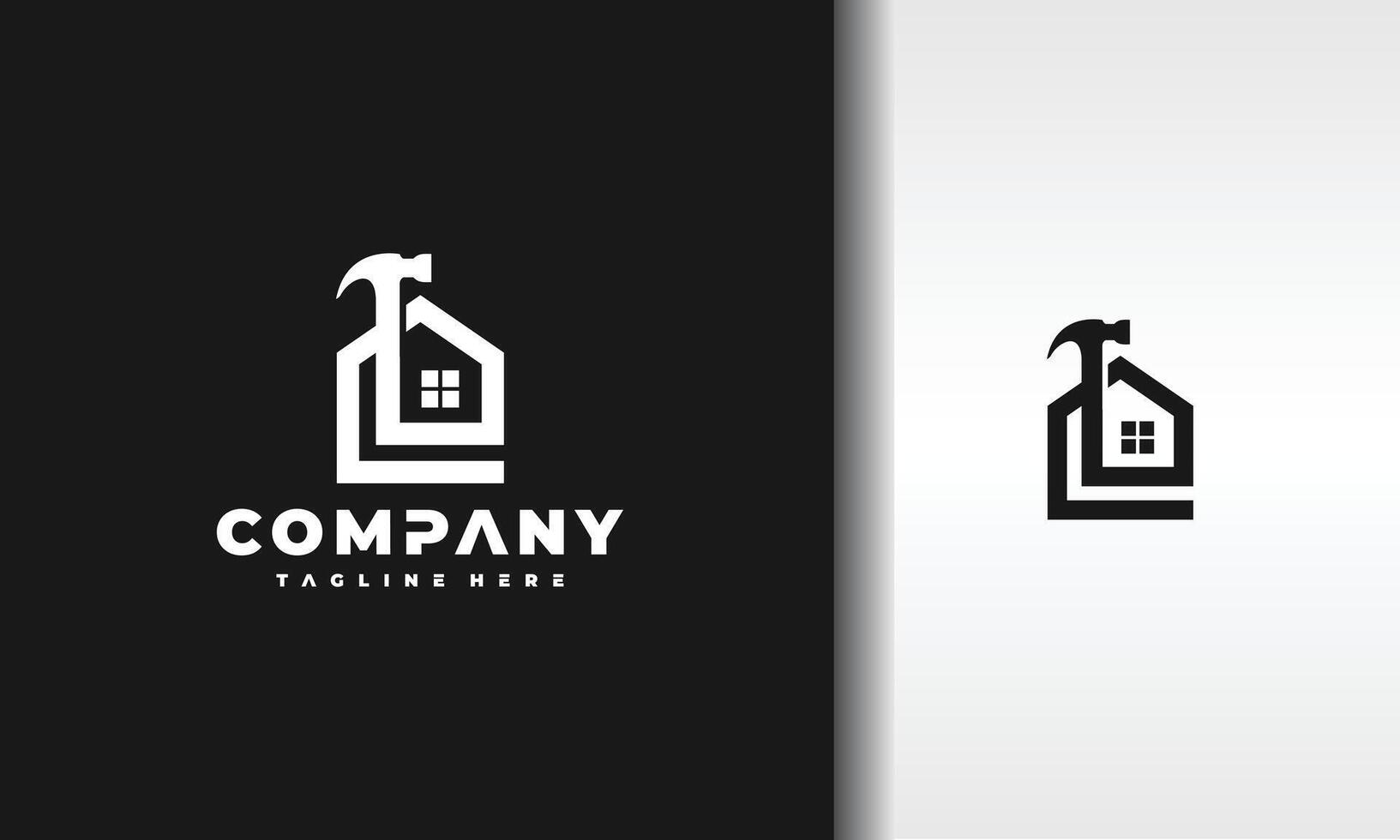 line home hammer logo vector