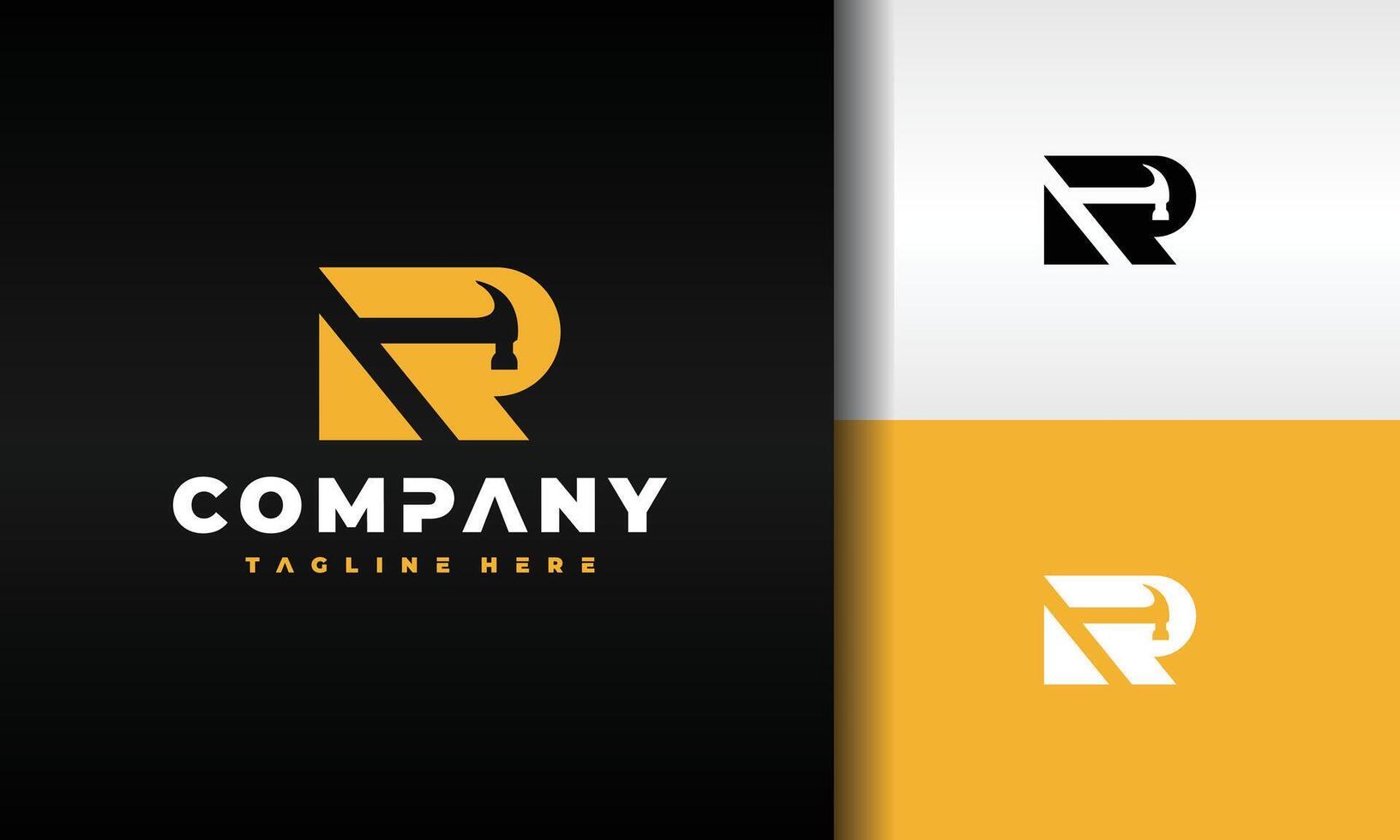 initial R hammer logo vector