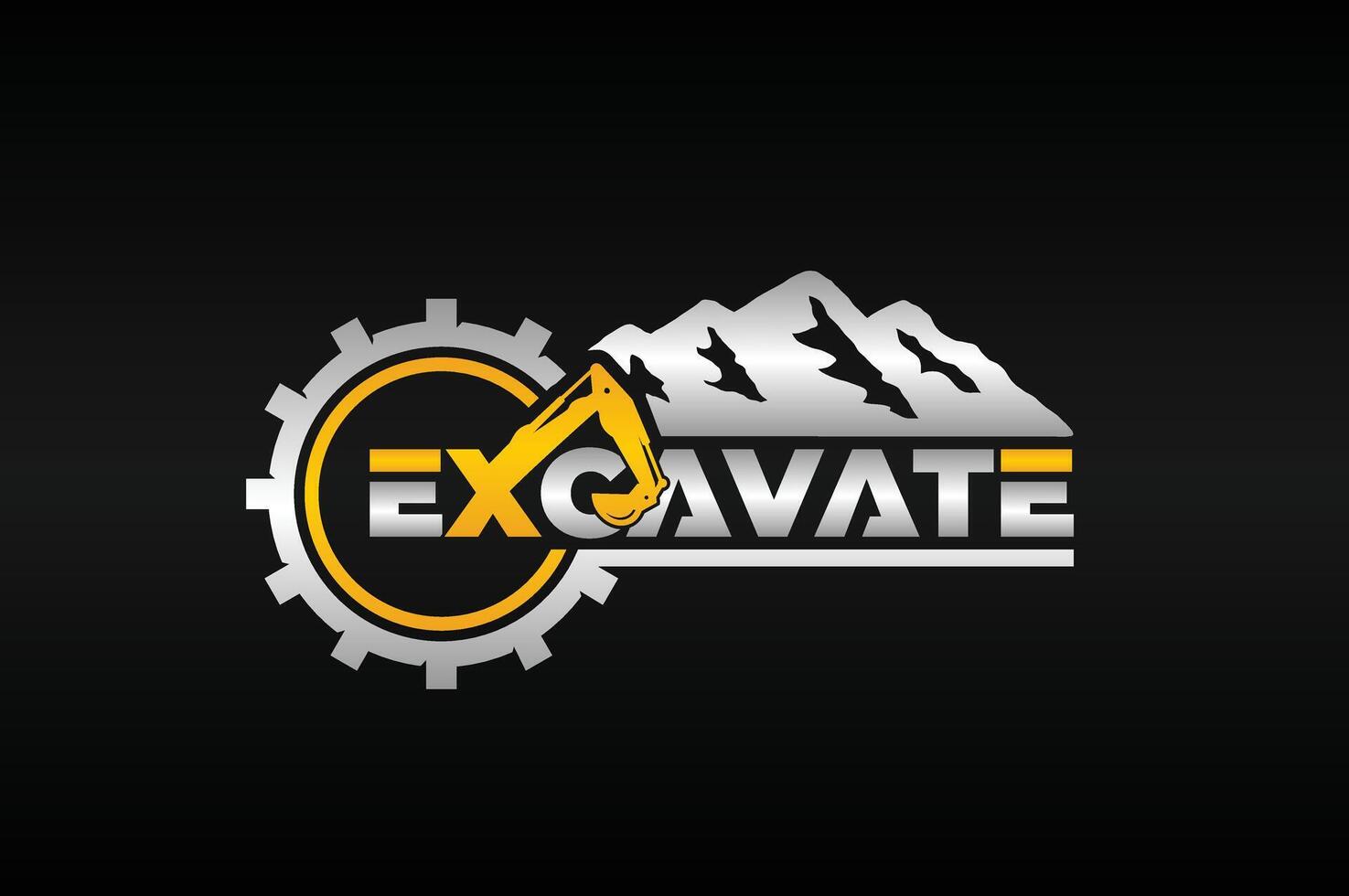 excavator mountain logo vector